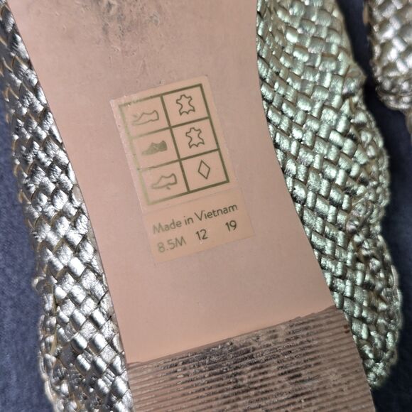 Jack Rogers Gold Woven Mule Flat 8.5 Metallic Slip On Resort Shoe Comfortable - Picture 6 of 6